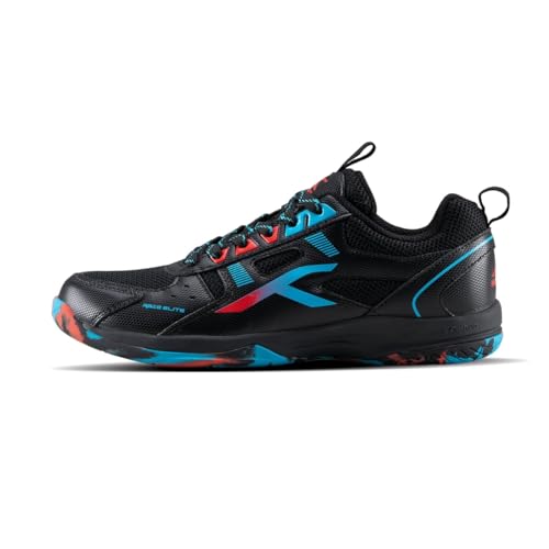 HUNDRED Raze Elite Unisex Badminton Shoes Non Marking Also Perfect Table Tennis Volley Basketball&Indoor Sport|Lightweight&Durable|X-Cushion Active Grip Sole Black/Blue/Red EUR 33 EU