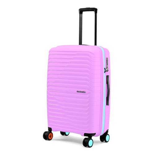 Image of Nasher Miles Cairo Hard-Sided Polypropylene Check-in Luggage 24 inch | 65cm | 8 Wheels Medium Trolley Bag for Travel | Suitcase (Purple & Blue)