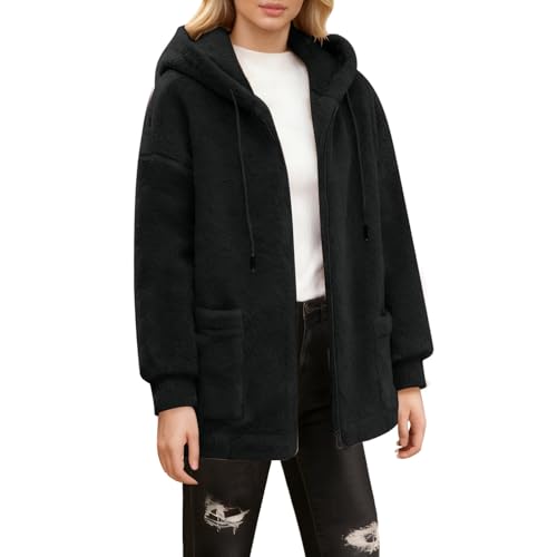 MODSGUE Chaqueta de forro polar para mujer, chaqueta de invierno para el tiempo libre, abrigo de lana, jersey de forro polar, parte superior monocolor, chaqueta de motorista, chaqueta softshell para