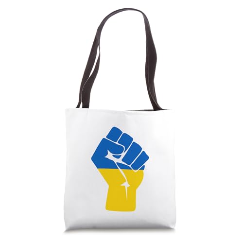 Ukrainian Flag Ukraine Solidarity Raised Fist of Resistance Tote Bag