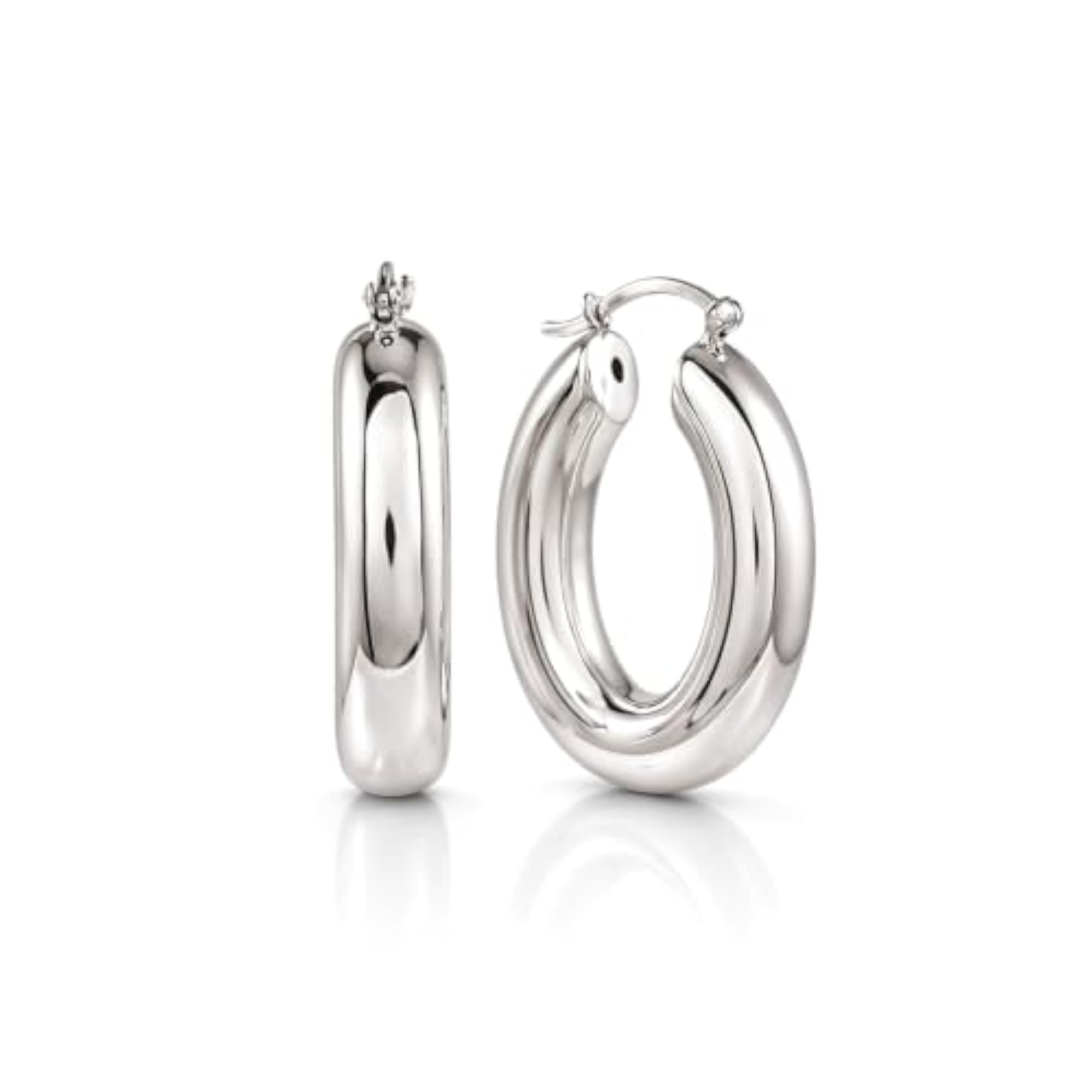 Women's Tube Hoop Earrings, Classic Round Design