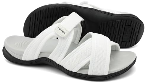 Image of UBFEN Womens Walking Slides Sandals Comfortable | Soft Cushion Footbed, Lightweight Casual, Adjustable Strap, Outdoor, Orthopedic Arch Support