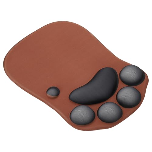 Tapis de souris ergonomique en gel PATIKIL avec repose-poignet patte de chat noir et marron