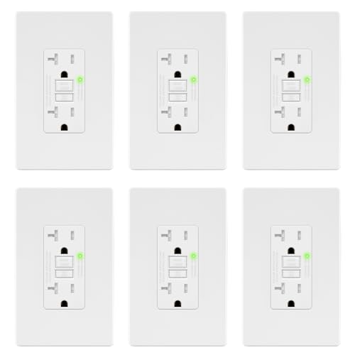 LIDER GFCI Outlet 20Amp, GFCI Receptacle, ETL Listed, Matte White, 6-Pack