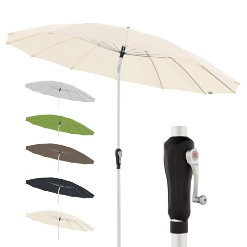 Doppler Sonnenschirm für den Garten Asia Look SL-AZ Auto Tilt 250cm Natur I Gartenschirm knickbar...