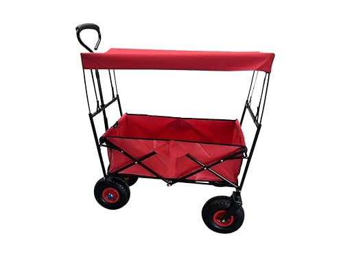 Bollerwagen faltbar Luftreifen Dach Luftbereifung Strand 80kg Boden mit Polsterung Transportwagen Picknick Urlaub Offroad Famillie
