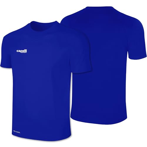 Capelli Sport Men's Workout Top, Short Sleeve Crew Neck Exercise Training Jersey, Royal Blue, Small