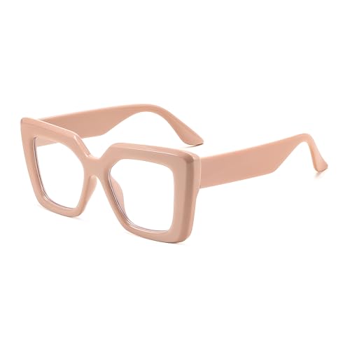 Image of FEISEDY Oversized Square Blue Light Blocking Glasses for Women Men Fashion Computer Glasses Reduce Eye Strain B0111