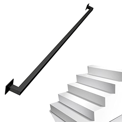 Rampe d'escalier murale en acier noir mat style industriel - 2