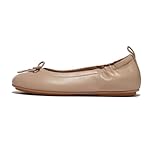 FitFlop Women's Allegro Bow Leather Ballerinas Ballet Flat, Latte Beige, 7