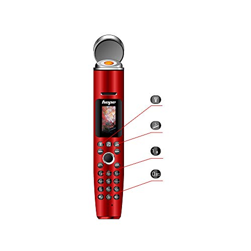 AK009 Mini Phone 5 in 1 Unlocked GSM Pen Style Phone Cigarette Lighter Flashlight Voice Changer Bluetooth Dialer (Red)