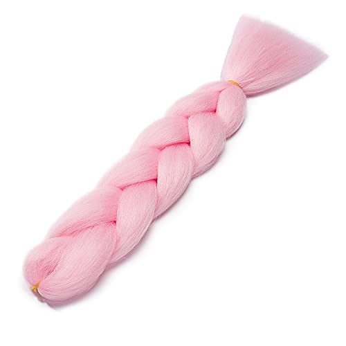 Cybelleza 6 Pcs /600g 24" Braiding Hair Extensions Jumbo Braids Synthetic Crochet Hair Afro Box Braid Heat Resistent (Pink) - Image 4