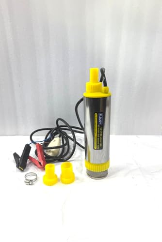 Image of 12V 165W 54MM Submersible Diesel, Urea Solution Oil Water Transfer Mini Portable Pump with Filter for Refilling Cans Automotive, Farm & Marina Use, Lift 7-9Mtr Flow 40-60 L /min with 3 Outlet Nozzle