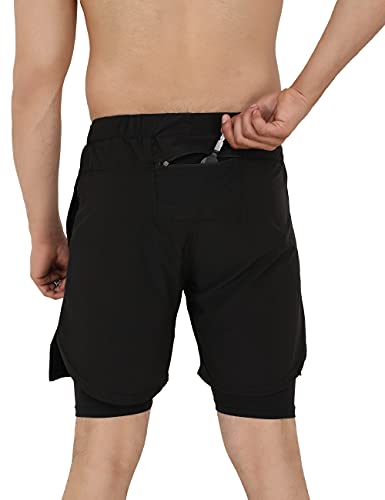 Image of NEVER LOSE Men's 2 in 1 Running Shorts with Liner,Dry Fit Workout Shorts with Pockets