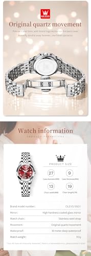 Image of OLEVS Womens Watch Fashion Dress Diamond Female Watches for Ladies Analog Stainless Steel Waterproof Luminous Day Date Two Tone Wristwatch
