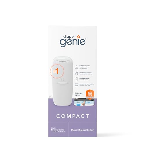 Diaper Genie Compact Pail Includes 1 Starter Square Refill That can