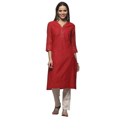 Image of BIBA Women Polyester Regular Fit Asymmetric Kurta