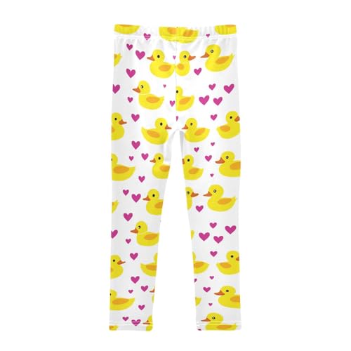 Yellow Ducks Girls' Leggings Toddler Doodles Heart Polka Dots Kids Yoga Pants Dance Active Tights 4T2
