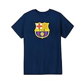 Icon Sports Boys Logo Short Sleeve T-Shirt UEFA Champions League Soccer Barcelona, Navy, Youth Small
