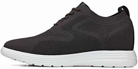 CALTO Heren onzichtbare hoogte toenemende lift casual schoenen - tinnen grijs/bruin ultra lichtgewicht vetersluiting gebreide casual sportieve sneakers - 2,8 inch groter - X2637 - Maat 9 D (M) US
