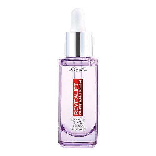 L'Oréal Paris Siero Viso Anti-Rughe, Azione Rimpolpante e Idratante, Pelle Soda e Levigata, Formula Concentrata con Acido Ialuronico all’1,5%, Revitalift Filler, Maxi Formato, 50 ml