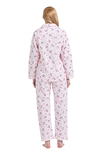 Image of GLOBAL Women Cotton Pajamas Long Sleeve PJs Button Down Sleepwear S-3XL