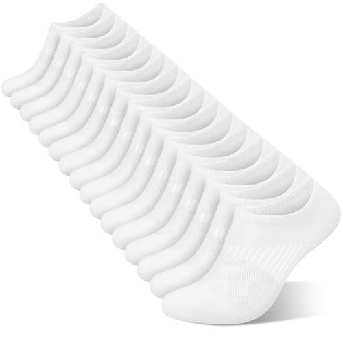 wernies No Show Socks Womens 8 Pairs Ankle Non Slip Low Short Invisible Thin Liner Socks White 8-11