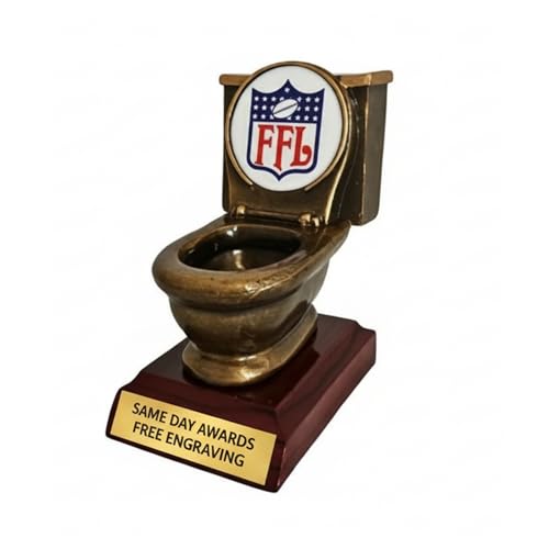 Same Day Awards Fantasy Football Toilet Bowl Trophy - Custom Engraved 5 Inch Last Place Award for...