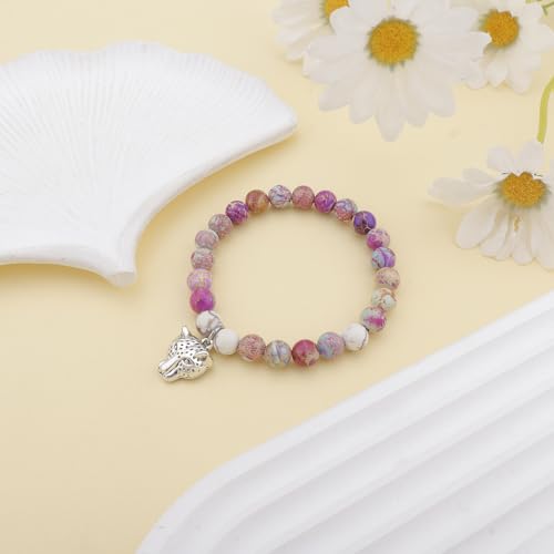 PARTNER Snow Leopard Inspirational Christmas Birthday Gifts for Women Unique Natural Stone Beaded Bracelets for Women Meaningful Animal Jewelry for Snow Leopard Lovers4