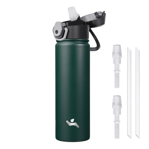 Image of Konokyo 22 oz Insulated Water Bottle with Straw, Carry Loop, Army Green