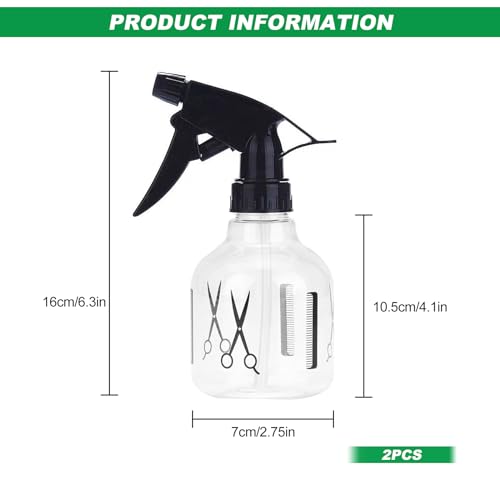 JMOOT Lot de 2 flacons vaporisateurs vides pour cheveux, 250 ml, en plastique transparent, rechargeables, pour le nettoyage – vue 2