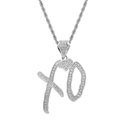 Unise High Hip Hop XO Letter Pendant Necklace for Women Men, Fashion Creative Cubic Zirconia Exaggerated Hip Hop Rock Gift Jewelry
