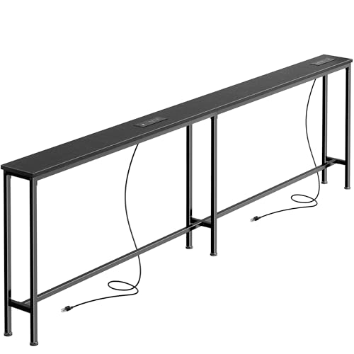 SUPERJARE 79 Inch Sofa Table with 2 Power Outlets and
