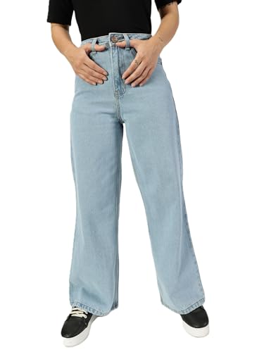 Image of THIRD QUADRANT Women Wide Leg Jeans with high Waist || Black Jeans for Women || Flared Jeans for Women