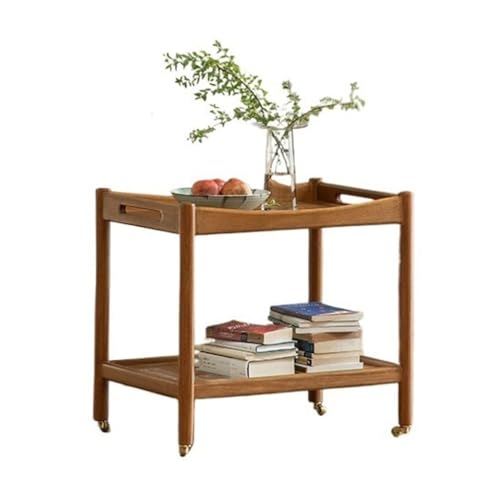 eexbz Sofa Simple Retro Movable Solid Wood Furniture Double-Layer Corner Table Cart Side Table Living Room Table Sofas for Living Room