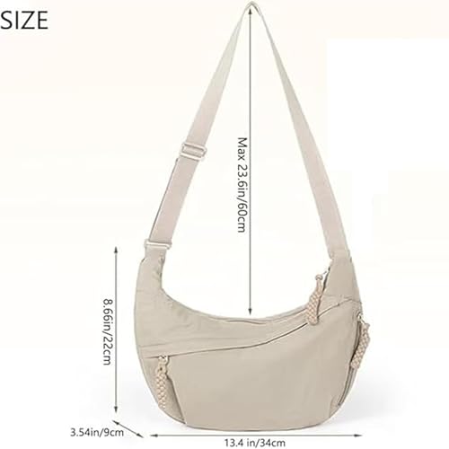 Thepinkgalaxy Women's Fashion Plain Color Nylon Crossbody Hobo Bag, Crossbody Bags for Women, Multi Pocket Slouchy Sling2