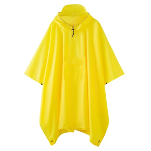 Multi functional cape hooded raincoat suitable for outdoor camping and hiking, suitable for both men and women(US, Alpha, One Size, Regular, Regular, yellow)