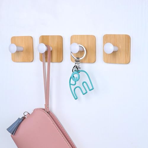 Image of BeiLeiNiceHK Self Adhesive Wall Hooks for Hanging Heavy Duty,Small Sticky Decorative No Nail White Hooks,4 Pieces Cute Unique Utility Hooks No Damage Hanger Hook for Wall Mounted