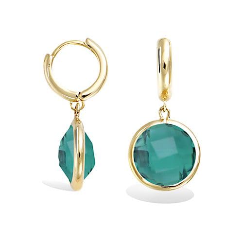 Boucles d'oreilles pendentifs CHIVAL en plaqué or 18k et jade halo vert