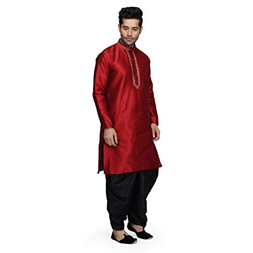Kurta Salwar conjunto cómodo de seda para eventos de etiqueta granate talla 38 2
