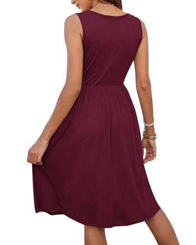 Image of MOLERANI Women Summer Dresses Sleeveless Casual Loose Swing Button Down Midi Dress with Pockets