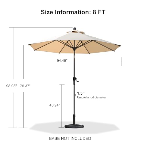 Image of PURPLE LEAF Patio Market Umbrella 8' Round Dual Tilt Beige 8 Metal Ribs