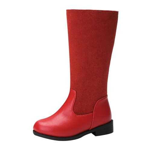 IWIHMIV Girls Riding Boots Mid Calf Round Toe Tall Boots with Side Zipper Comfortable Platform Dress Booties for Kids
