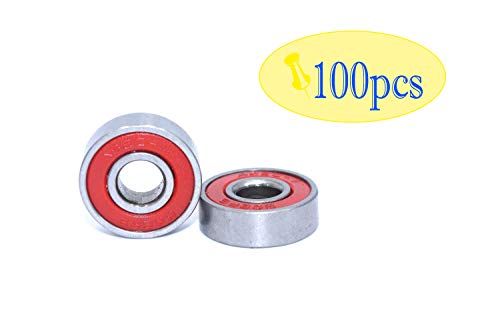 FGen 100pcs Low Noise Motor Dedicated 608RS Skateboard Bearing Fingertip Gyro Special Bearing(Red)
