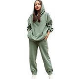 [SUN KAKU] スウェット パーカー セットアップ 上下セット レディース 無地 ビッグシルエット ジャージ トレーニングウェア 大きいサイズ ルームウェア 部屋着 韓国 フード スウェットパーカー トップス 裏起毛 秋 冬 かわいい シンプル レディースファッション 美シルエット 裏起毛パーカー ライトグリーン XL