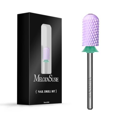 Image of MelodySusie Ceramic Nail Drill Bit, 3 /32'' Smooth Round Top Large Barrel Bits, Suitable for Manicure Pedicure Cuticle Gel Polishing, Beginners Bits, Purple, Series Bit-S, Coarse