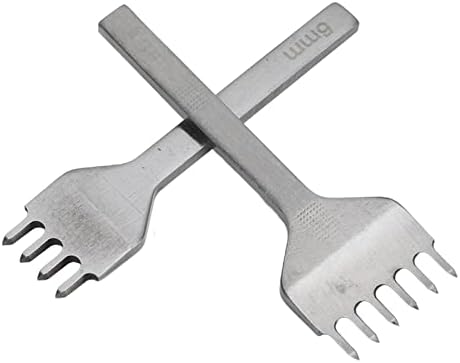 2 Pieces of Leather Buckle Iron 6mm 4 Teeth 6 Teeth White Steel Leather Pointed Punch Mirror Polishing Leather Tool DIY Leather Process Tool Punch