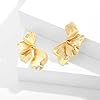 FAUTHENTICUTE Large Gold Flower Statement Earrings For Women Exaggerated Leaf Dangle Earrings Summer Bohemian Striped Sectored Geometric Earrings #5