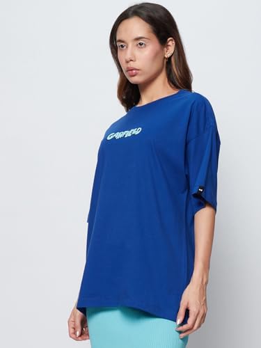 Image of Bewakoof X Garfield Garfield Women's 100% Cotton Graphic Print Oversized Fit Half Sleeve V-Neck T-Shirt | Casual wear | Streetwear | Oversized Tshirt for Woman Cotton| Baggy