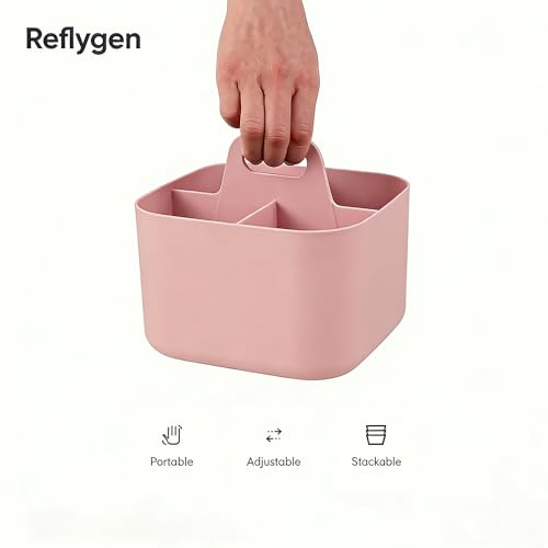Image of Stackable Portable Handheld Organiser,Multi-Purpose Desktop Divider Organiser Basket For Crafts Or School Supplies Desk,Office,Stationery Pencil Holder,Dorm Room (Small Size-Pink)